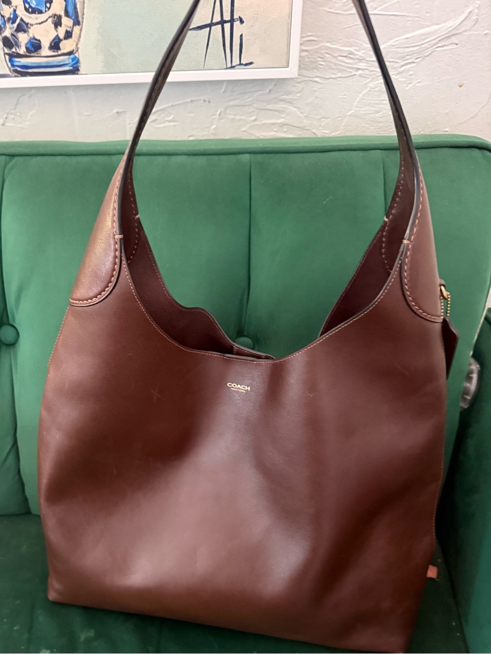 Coach Dark Brown Leather Shoulder Hobo Bag